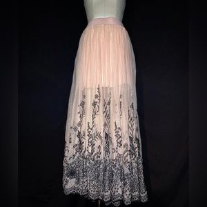 GORGEOUS baby pink full length see through skirt with mini skirt under. Torrid 2